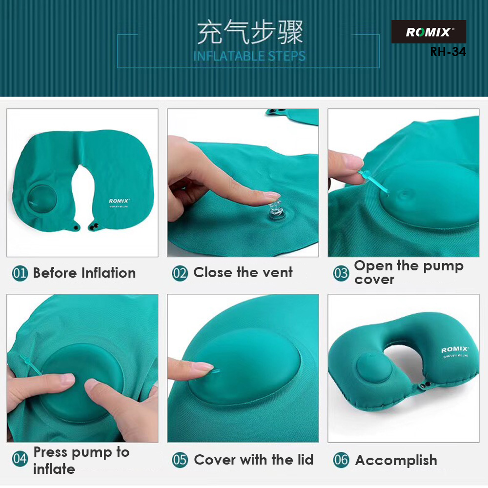 ROMIX RH34 | U-Shaped Travel Neck Pillow Inflatable & Foldable