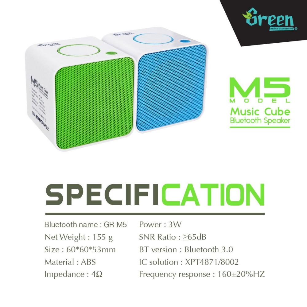 Green | Music Cube M5 | Bluetooth Speaker BT-SPK-GR-M5