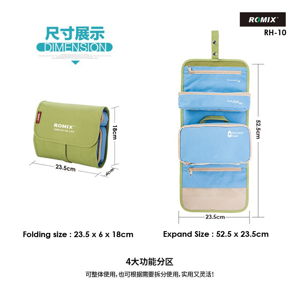 ROMIX RH10 | 3-in-1 Foldable Travel Wash Bag