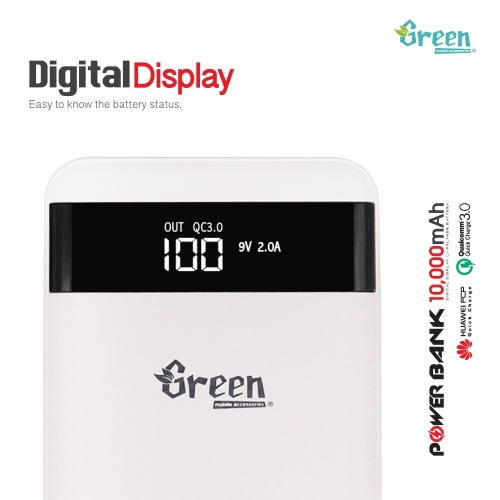 Green | Quick Charge 3.0 10,000mAh 2 USB Port | Power Bank GR-PBQC200