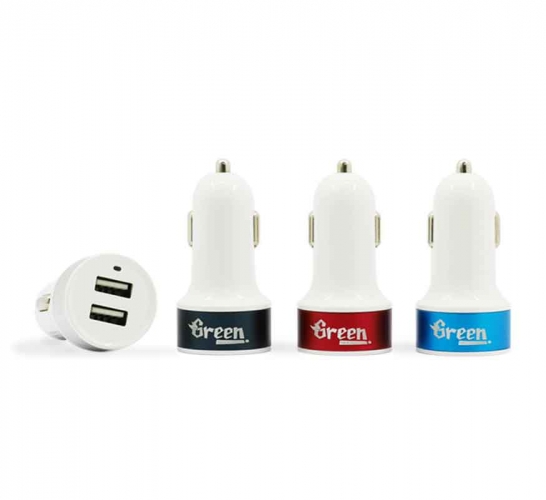 Green | 10.5W 2 USB Port 2.1A | Car Charger GR-CC-210